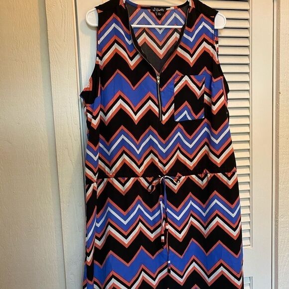 J for Justify chevron‎ sleeveless zipper dress - Picture 1 of 10